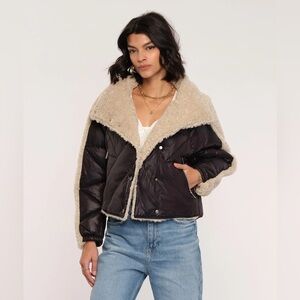 NWT - HEARTLOOM Solas Faux Fur & Nylon Black & Tan Jacket Size XS